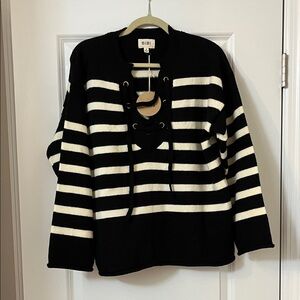 BiBi Classic Black and Cream Striped Sweater